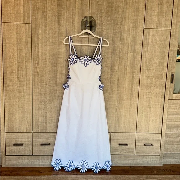 Commense Semi-Sheer Floral Embroidery Back Bow Maxi Dress - Picture 10 of 17